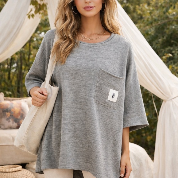 Free People Tops - Free People The Recovery Knit Short Sleeve Oversized Sweater Size XL